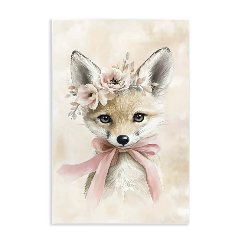 Sweet Baby Fox avec plaque murale, design Creative Studio, H 15 po x l 10 po