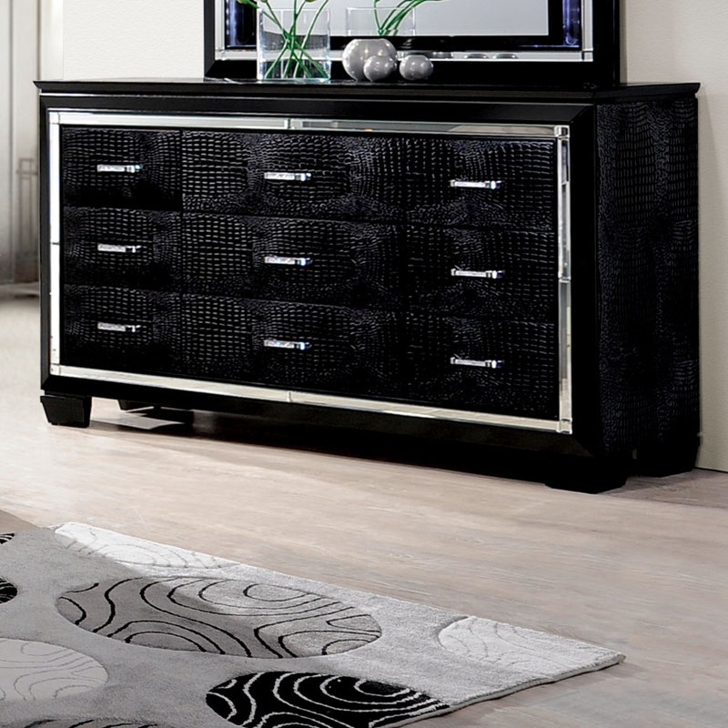 Aghanliss 9 Drawer 66'' W Dresser, Black