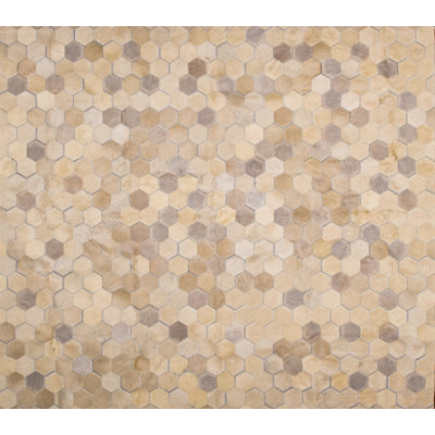 Angulo Cowhide Geometric Area Rug in Cream