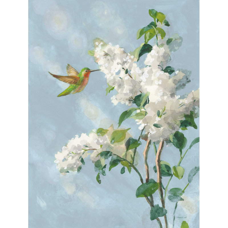 «Hummingbird Spring I Soft Blue», reproduction sur toile tendue, H 16 po x l 12 po