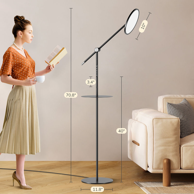 71'' LED Floor Lamp with Tray Table - Dimmable Touch Control, USB Type-C Charging