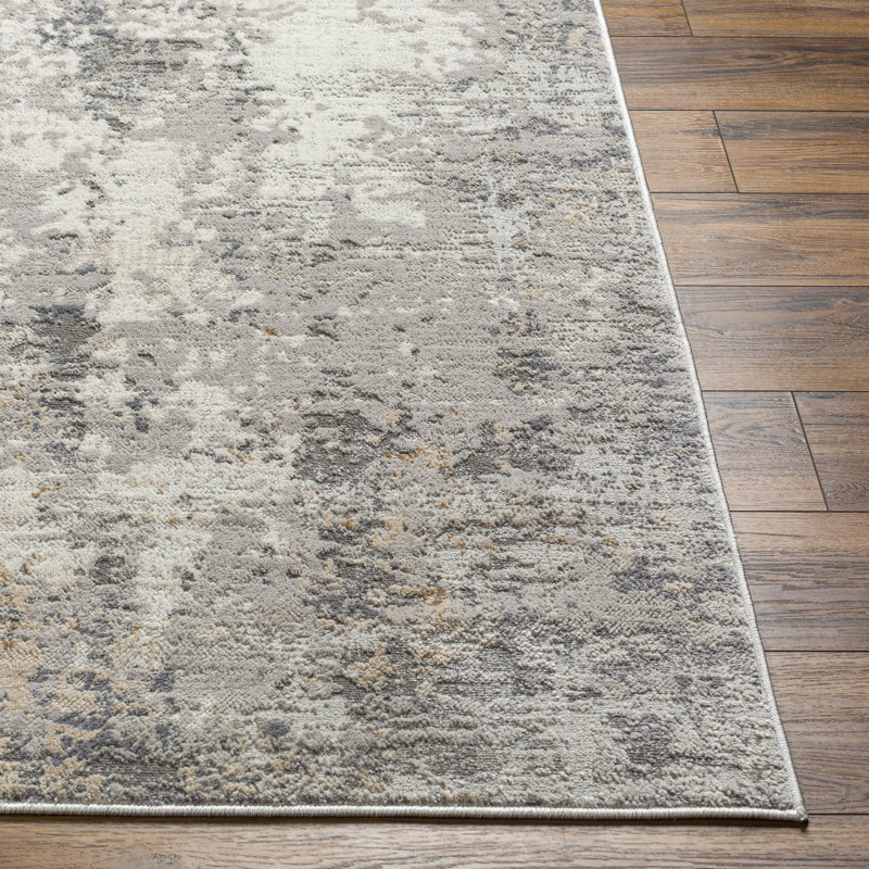 Rectangle Abstract Machine Woven Polypropylene/Polyester Area Rug in Gray/Beige/Taupe, Rectangle 7'10" x 10'