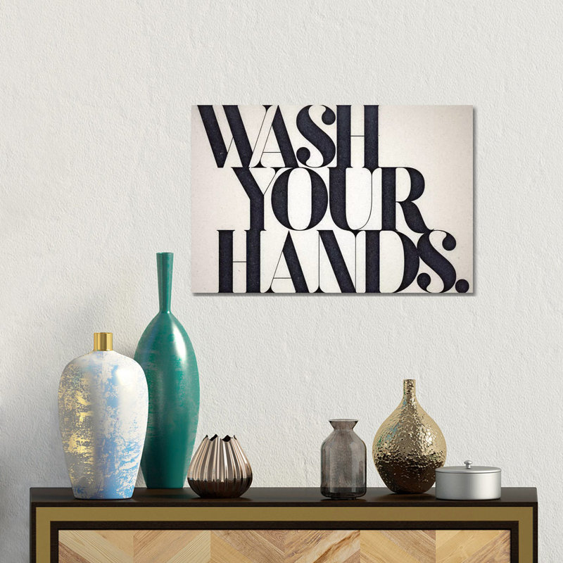 «Wash Your Hands», reproduction sur toile, H 12 po x l 18 po, Toile tendue, No Frame