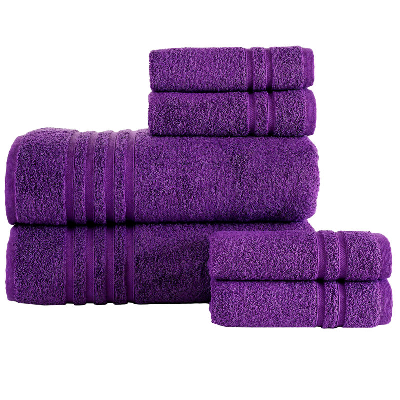 Bath Sheet Towels 6 Pieces Bundle | Includes: 2 Luxury Bath Sheet Towels, 4 Hand Towels | Quality, Soft Towel Set, Purple