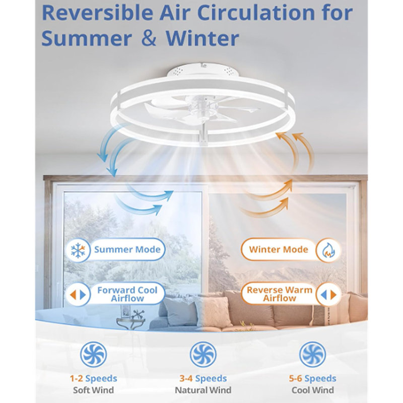 Ventilateurs de plafond avec lumières et télécommande, profil bas ...
