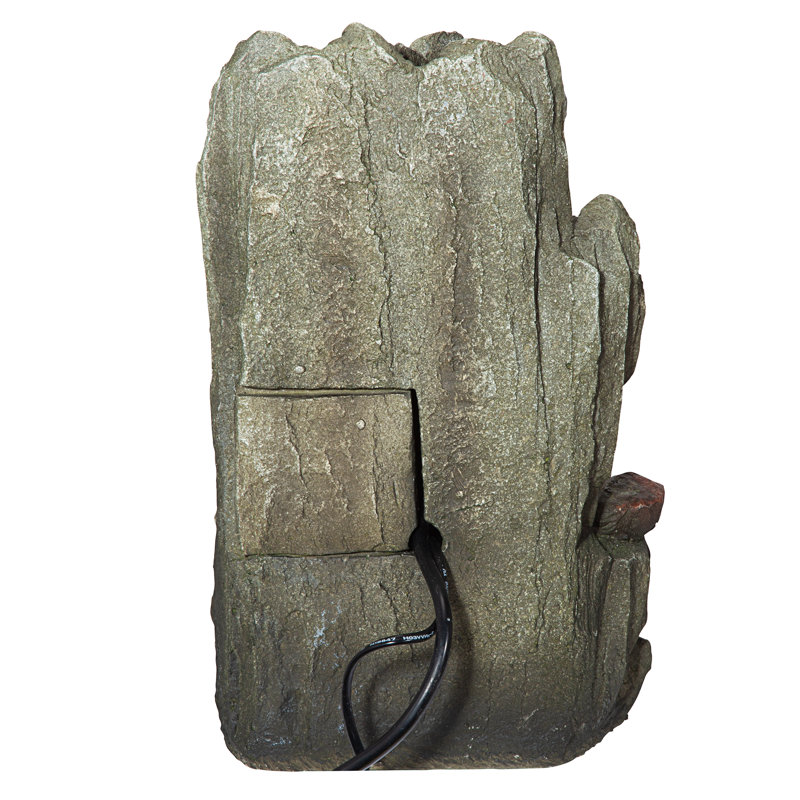 Handcrafted Weathered Stone Tabletop Fountain with LED Lights