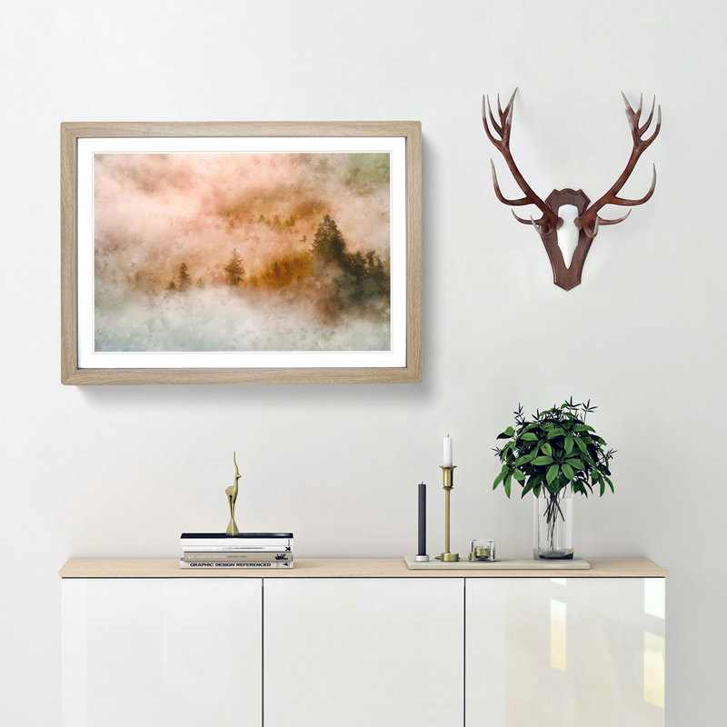 Misty Forest - Picture Frame Painting Print, 33cm H x 45cm W x 2cm D, Oak Framed