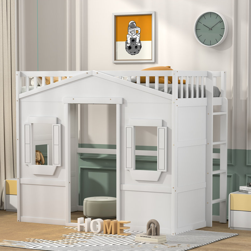 Lit mezzanine Abhir Kids, Blanc, Lit simple