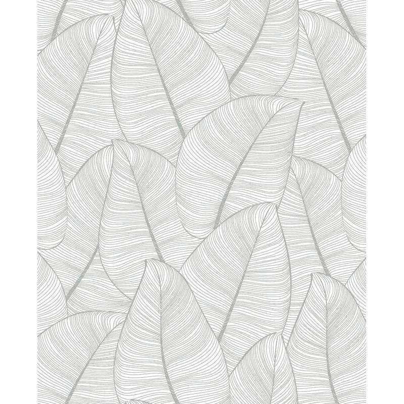 Rouleau de papier peint lisse L 33 pi x l 20,5 po Noyes, Gris / blanc
