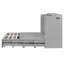 Lit escamotable double pleine grandeur avec tiroirs, ports et prises USB, structure à poulie, multifonctionnel peu encombrant, gris-1710843065