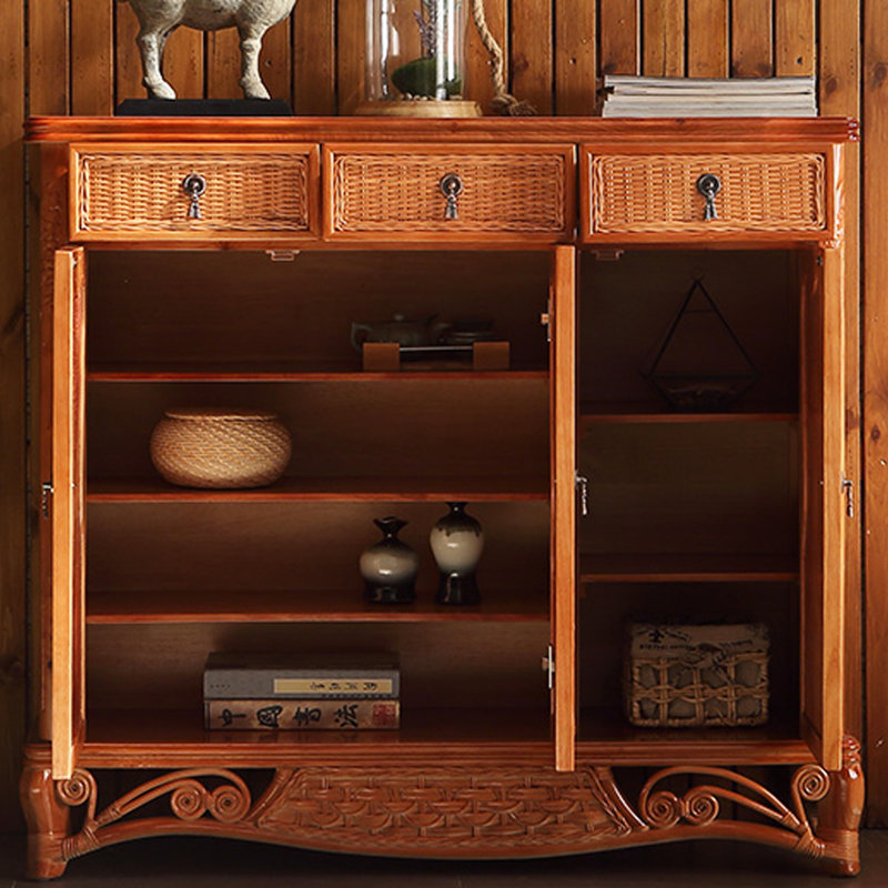 Vine Wood Shoe Cabinet 15 Pair Shoe Storage Cabinet