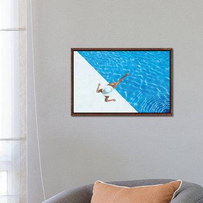 Woman Relaxing In Swimming Pool - Painting on Canvas