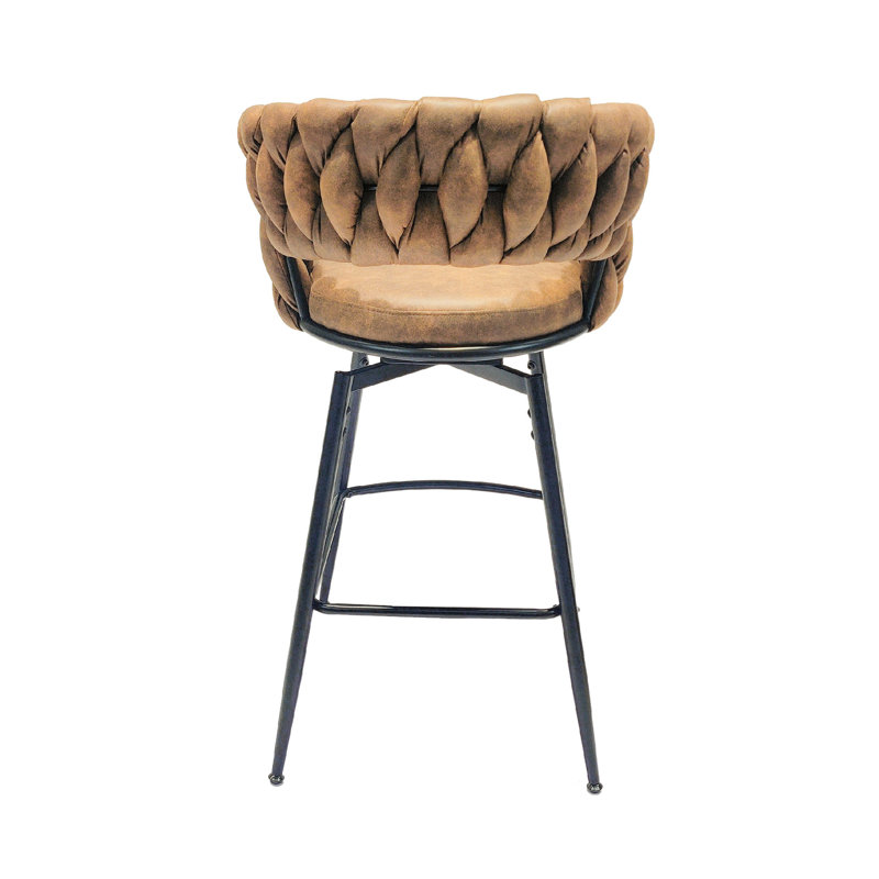 De 2 tabourets de bar. Cuir technique, siège et dossier rotatifs à 360 degrés. Base en métal pour îlot de cuisine, restaurant, bar et siège de café.