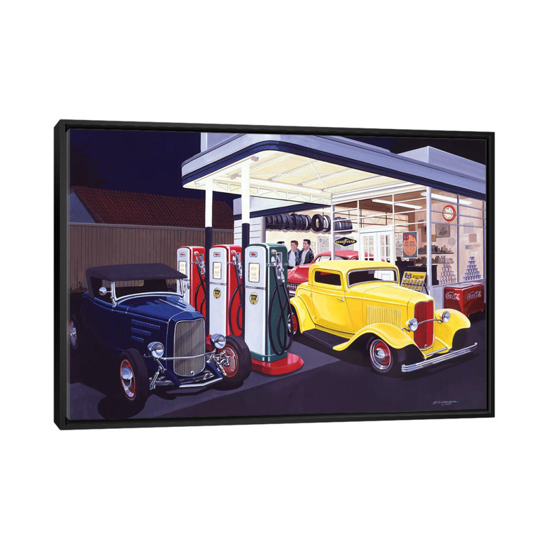 «Deuce Service Garage», impression sur toile, H 32 po x l 48 po x P 1,5 po, Cadre noir