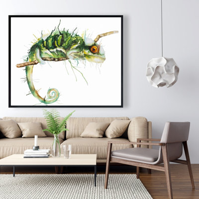 Chameleon On The Lookout Print On Canvas