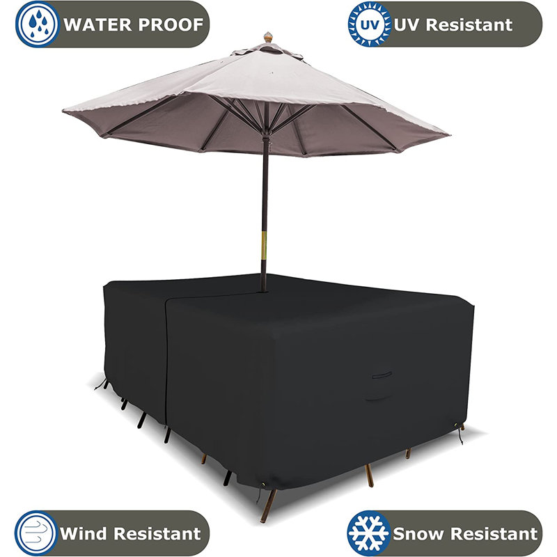 High Density Outdoor Rectangular Table & Chair Set Cover, Patio Table Set Cover, 23" H x 88" W x 58" D