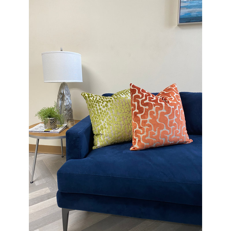 Velvet Maze Lumbar Throw Pillow Cover, Orange