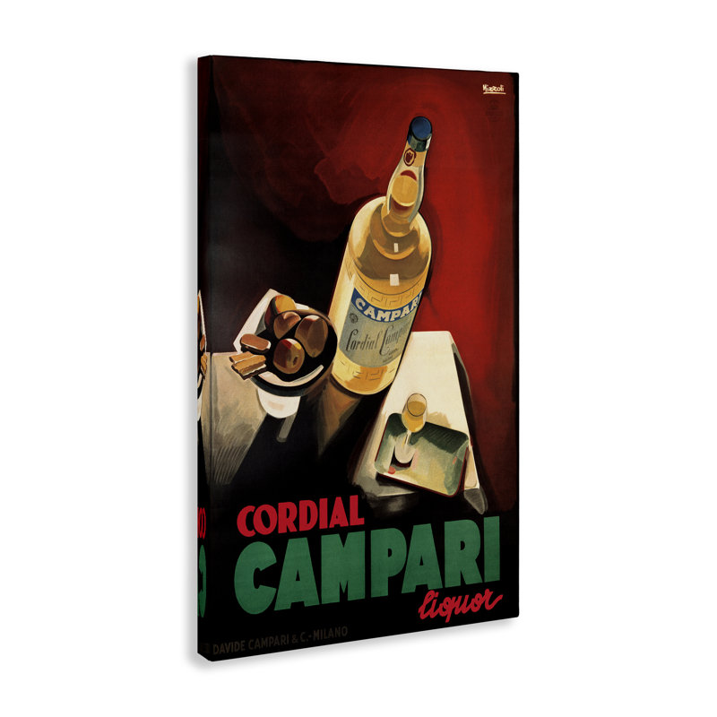 Toile rétro Campari Wine, conception de Marcus Jules, H 30 po x l 20 po