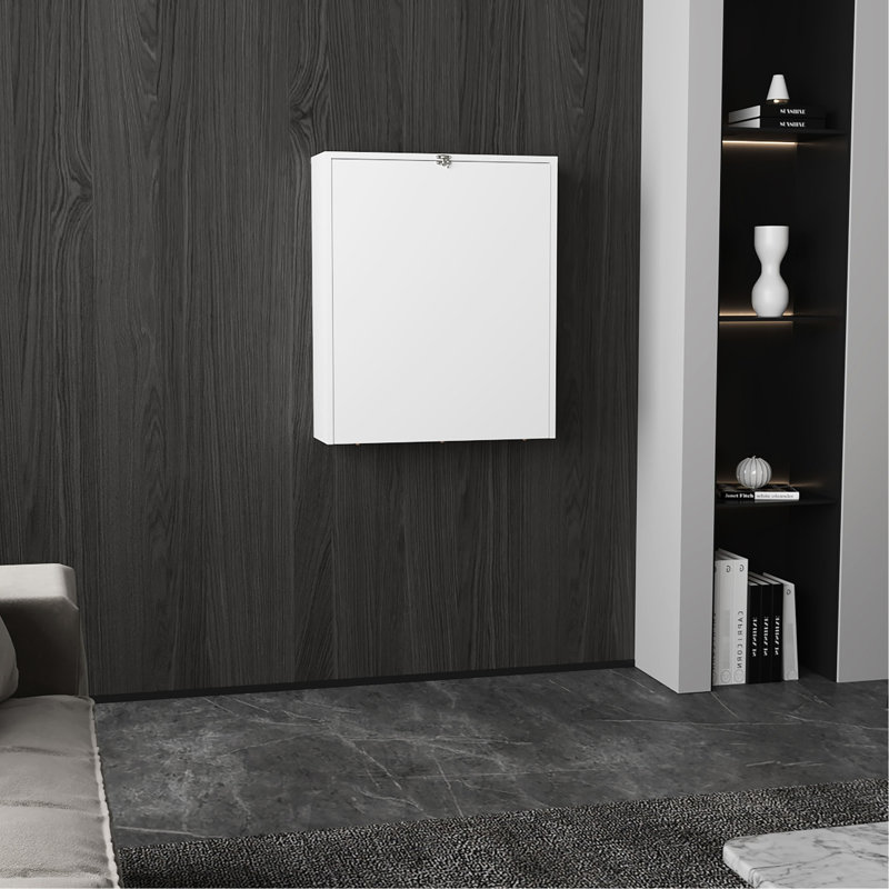 Bureau pliable de 40,43 lb avec 4 tablettes, 33 po x 23 po, économiseur d'espace pour le bureau, table rectangulaire blanche moderne de 33,42 po de profondeur x 23,78 po de largeur
