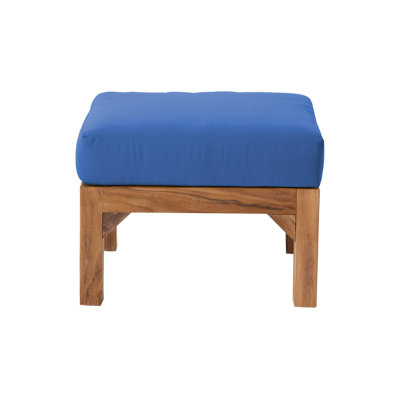 Repose-pieds extérieur en teck avec coussin Sunbrella