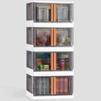 Collapsible Storage Bins With Lids, Stackable Storage Bins With Doors And Wheels