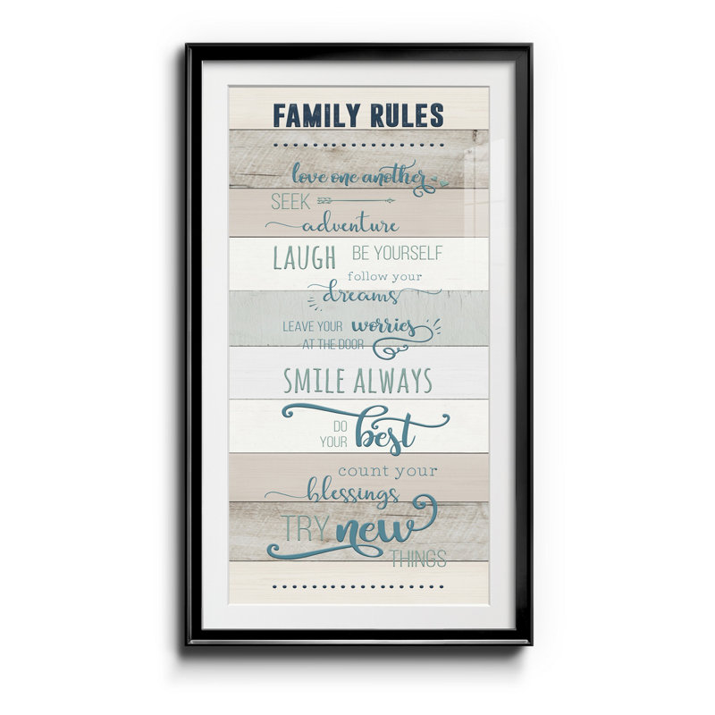 Family Rules - Print, Noir, H 10,5 po x l 18,5 po x P 1,5 po