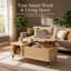 Table basse à plateau relevable avec rangement dissimulé et grande tablette de rangement-651809273