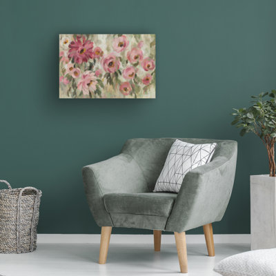 Tableau sur toile tendue - Silvia Vassileva « Jardin rose et sauge » - Décoration murale pour salon, chambre ou bureau - 30 x 47