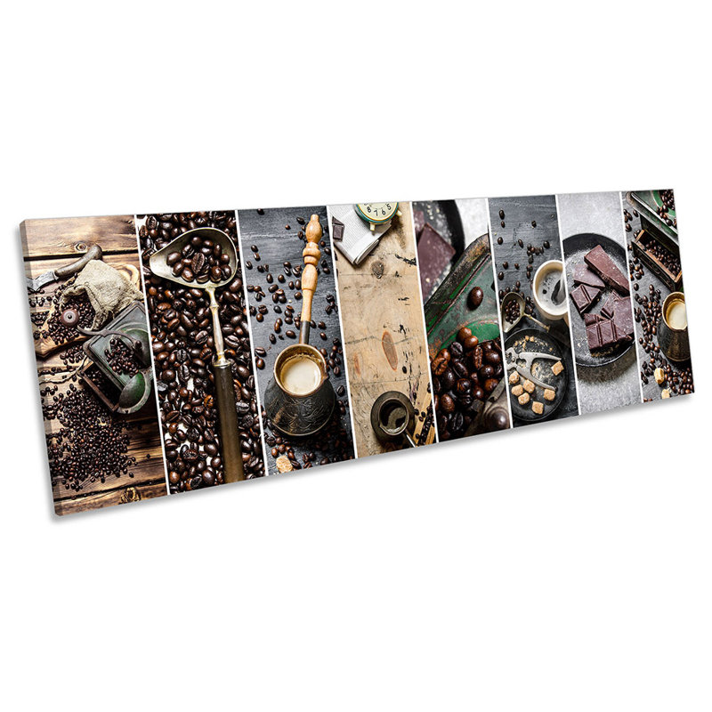 Coffee Beans Collage Kitchen Panoramic - Wrapped Canvas Panoramic Print, 30.48cm H x 91.44cm W x 2cm D
