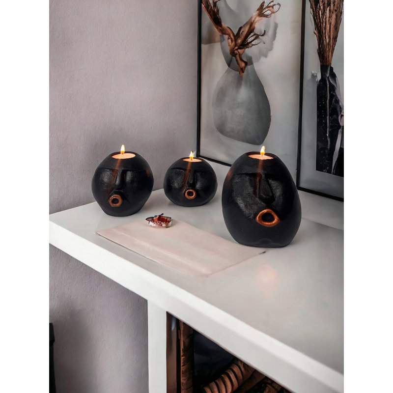3 Piece Concrete Tabletop Candlestick Set