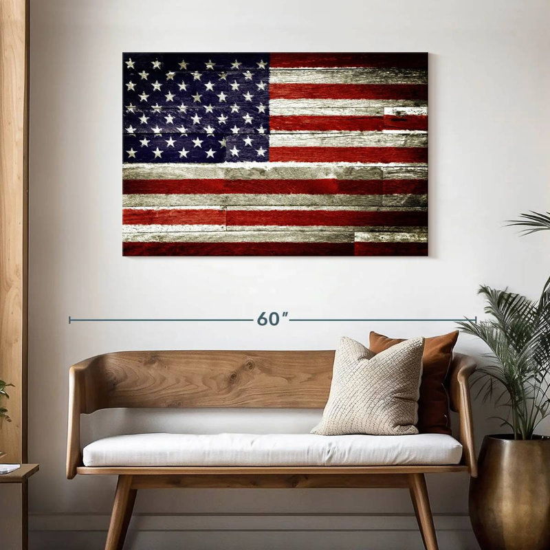 Borges American Flag Rustic, 30" H x 45" W
