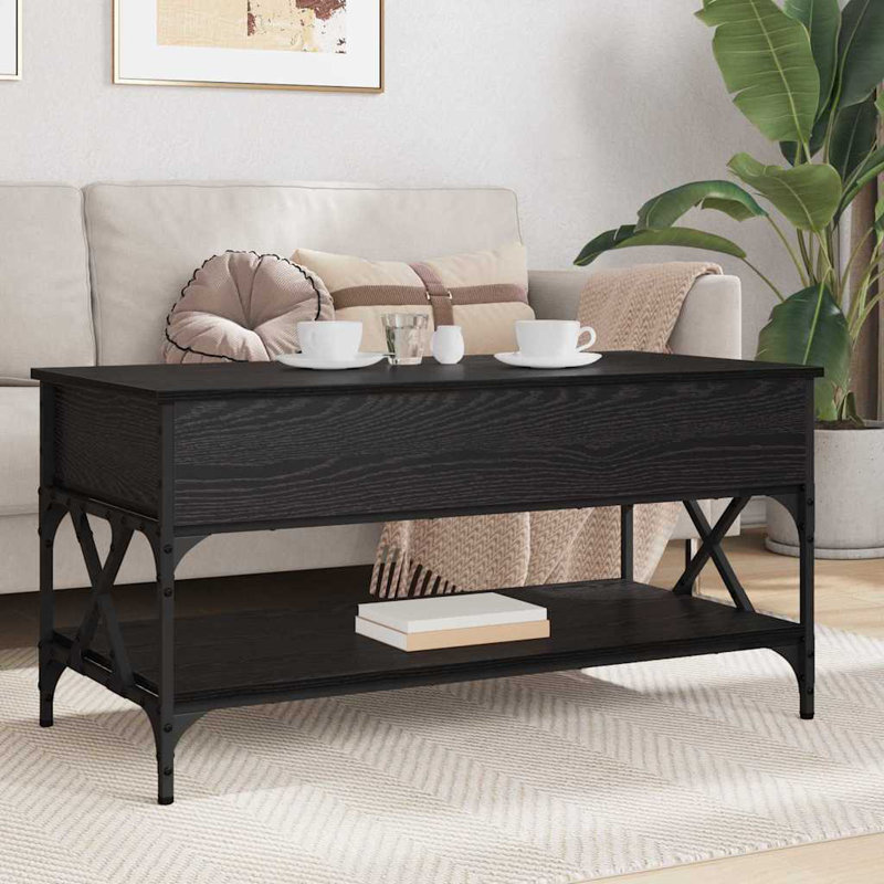 Lift Top Coffee Table with Storage, 50cm. H x 100cm. L x 50cm. W, Black Oak