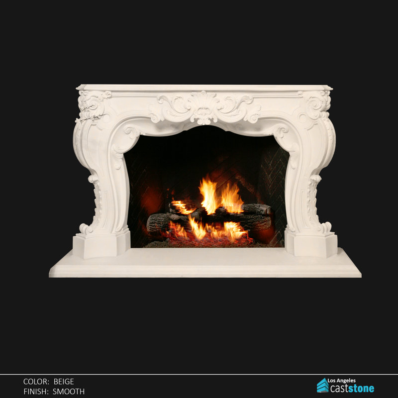 Pourtour de cheminée Ribera, Beige lisse, H 58 po x l 90 po x P 15 po