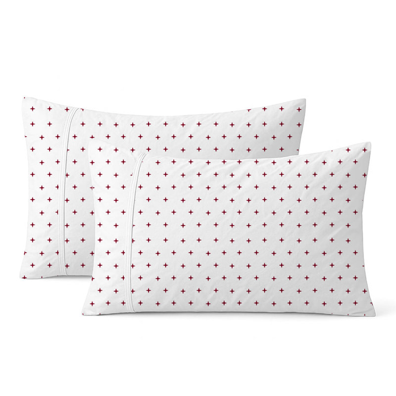 Plus Embroidered Cotton Sheet Set, Burgundy, California King Sheet Set