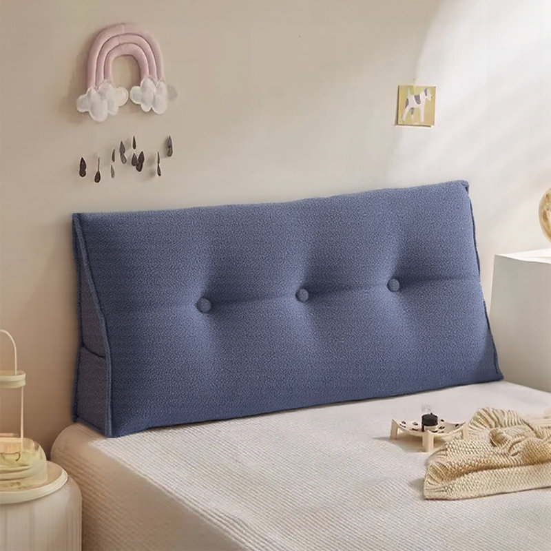 Triangle Wedge Headboard Pillow Backrest Support Cushion, 100cm W x 50cm D, Slate Blue