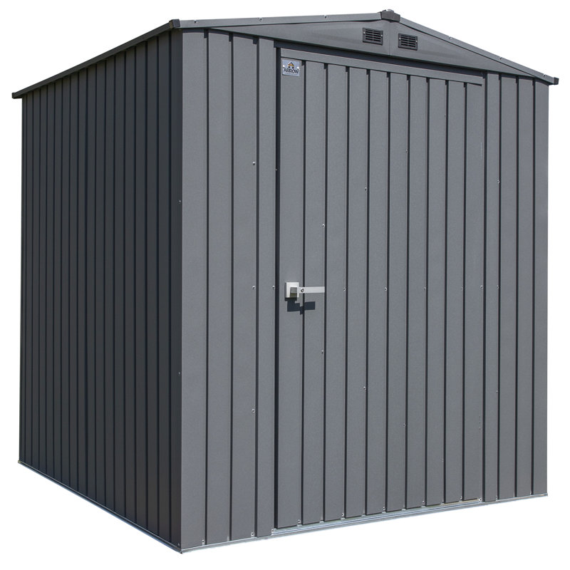 Anthracite Gray 6' x 6' Steel Storage Shed with Double Doors