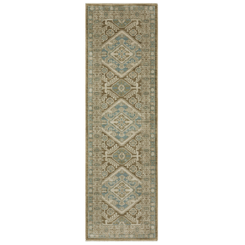 Graicyn Global Traditonal Brown/ Blue Area Rug, Runner 2'3" x 7'9"