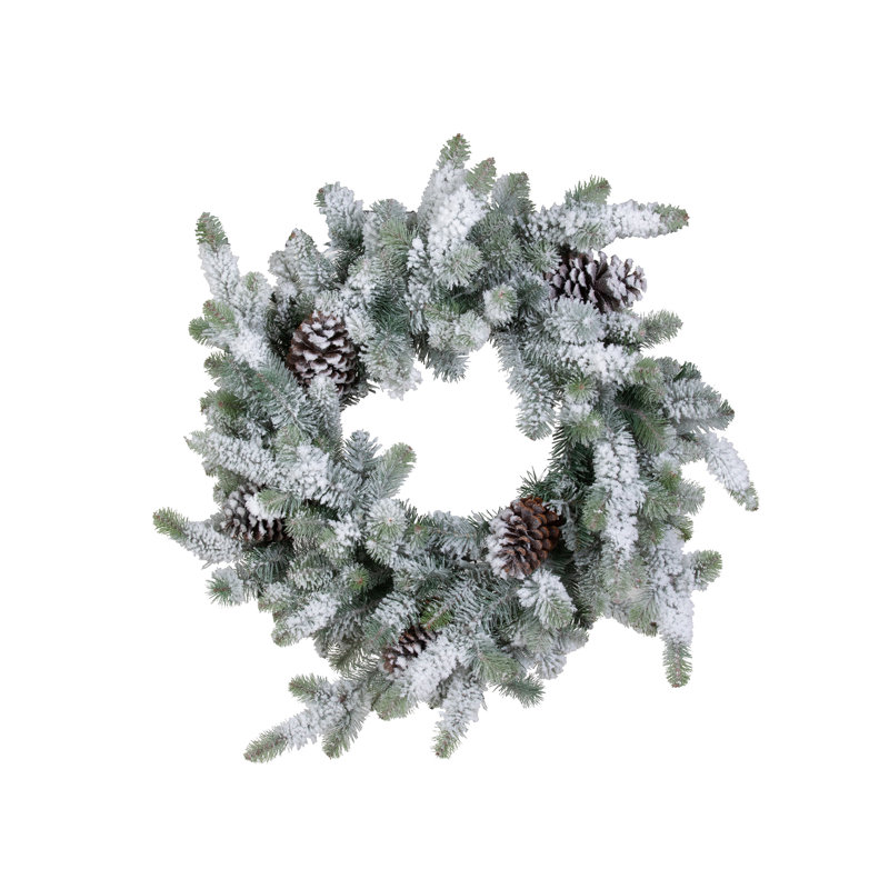Couronne d'épinette bleue avec lumières DEL, grande avec neige