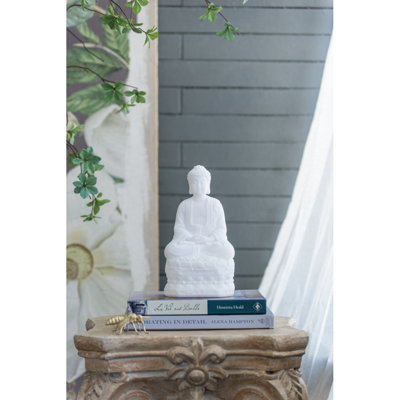 5.5X4.7X11.8" White Sitting Buddha Figure