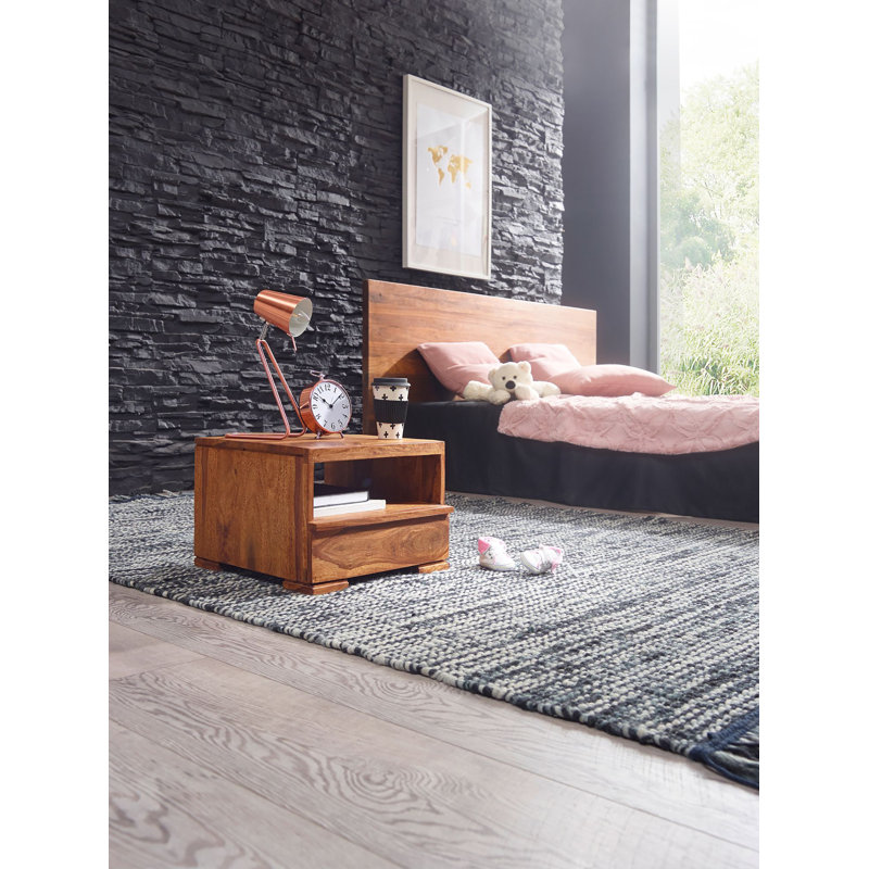 Dragon 40cm W Solid Wood Bedside Table, Sheesham