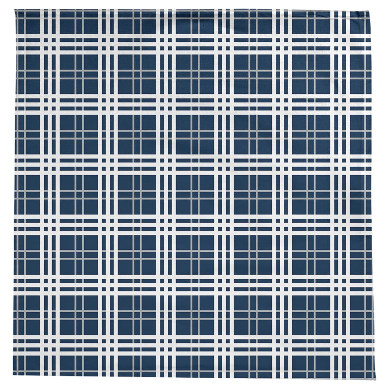 Nappe carrée en mélange de coton à carreaux, Bleu marine collège / gris loup / blanc