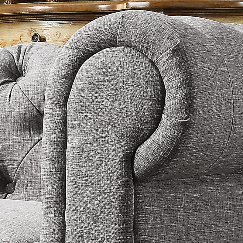 Upholstered Tufted Loveseat Couch,Chesterfield Sofa loveseat with Armrest Scroll Arm Sofa Couch, Sectional Sofa for Living Room Office