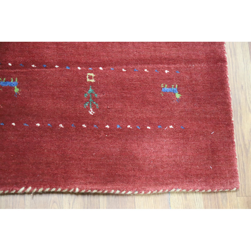 Tapis rouge fait à la main 5 x 8 po Gabbeh