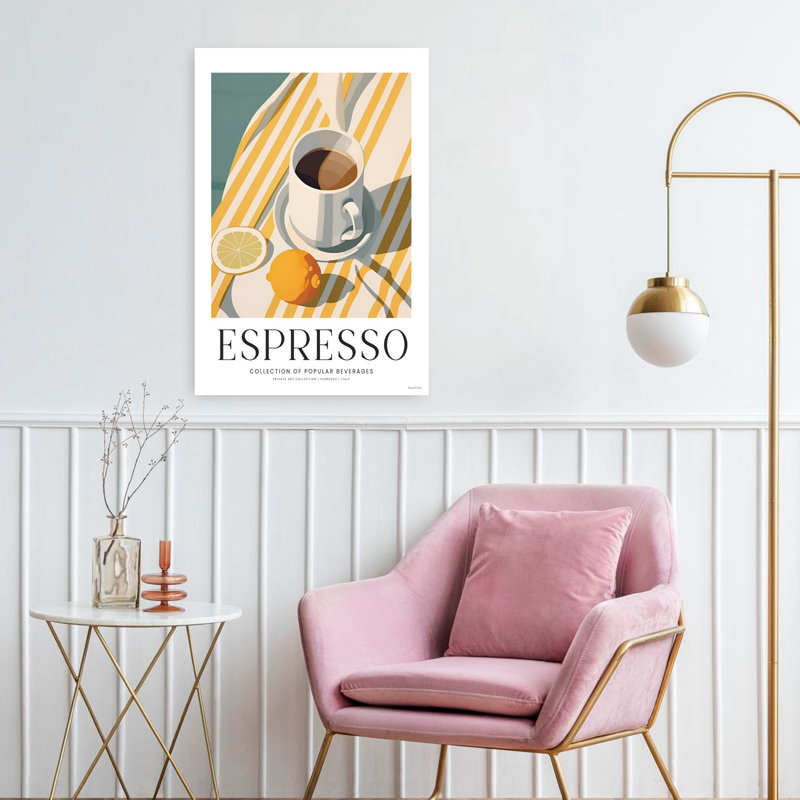 Espresso, art moderne rétro contemporain, H 24 po x l 16 po