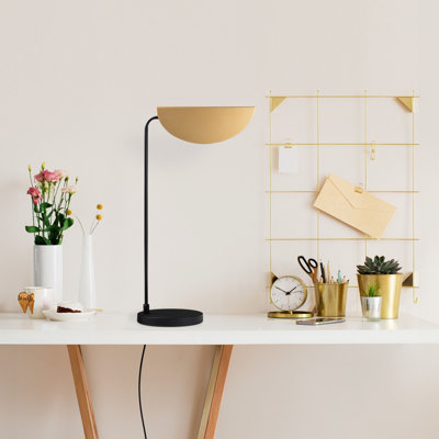 Lampe de table moderne avec corps en métal, finition noire, 11,8 po x 7,1 po x 22,4 po | Plaque de base de 7,1 po de diamètre, câble de 78,7 po avec interrupteur marche / arrêt | Douille E14 (40 W maximum), conception scandinave pour l'éclairage de maison et de bureau