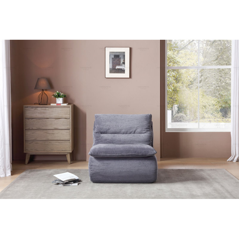 Single Sofa Chair, Gray Microfiber/Microsuede