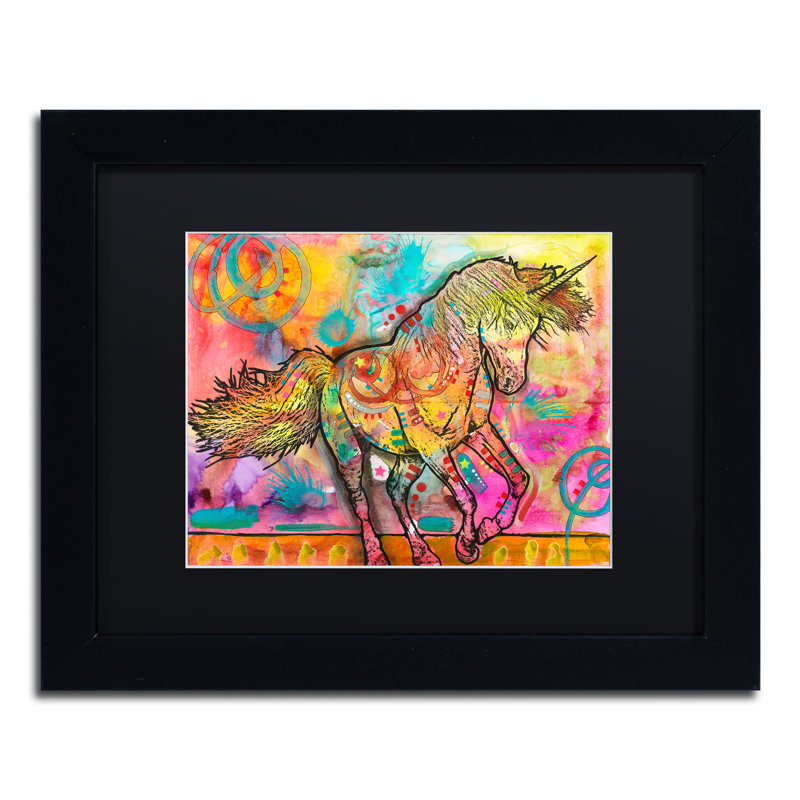 « licorne », impression, Noir, H 11 po x l 14 po x p 0,5 po, Cadre noir