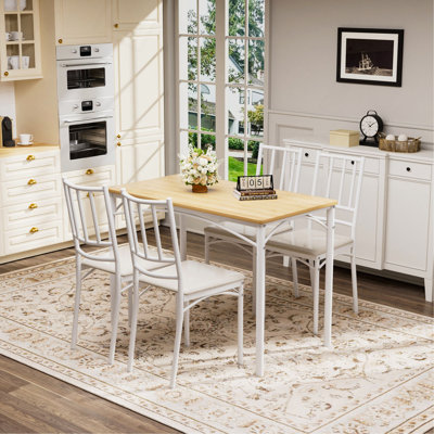 Ensemble de table de salle à manger, table de bar avec 4 bancs de salle à manger, comptoir de table de cuisine avec chaises, table de déjeuner industrielle pour la cuisine, salon, salle de réception, L 43,3 po x l 23,6 po x H 30,1 po