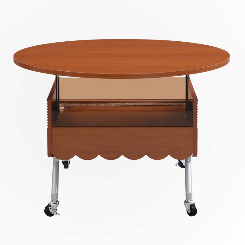 27.6" Round Lift-Top Coffee Table with Wheels