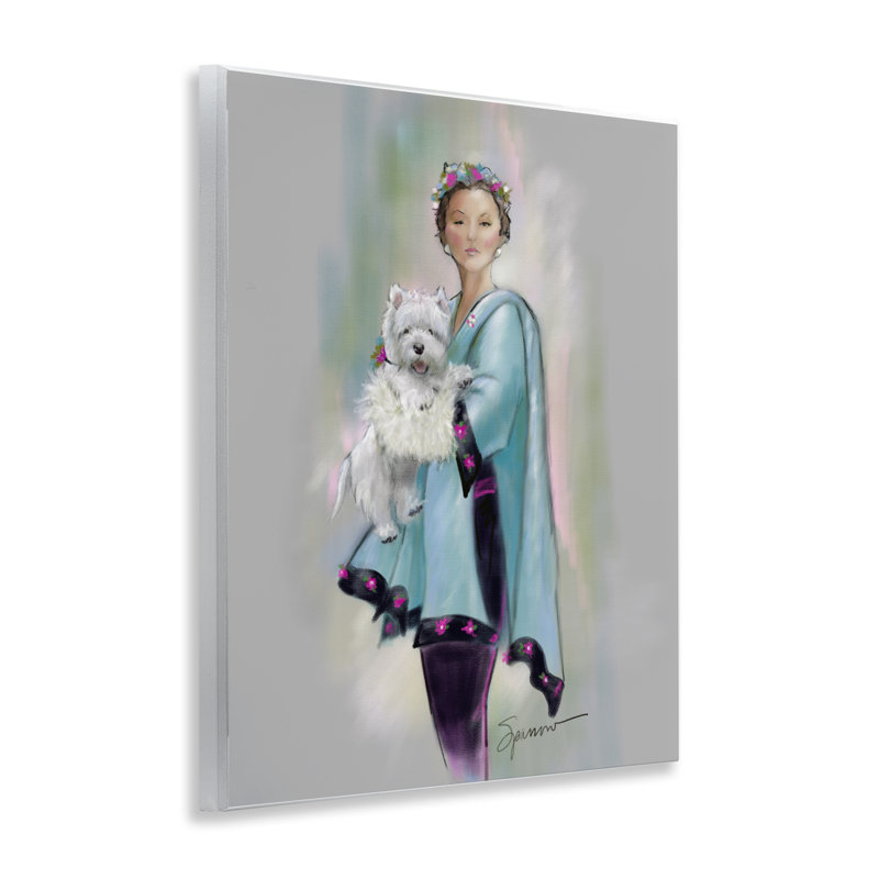 Plaque murale «Dinner Party Woman & Dog» par Mary Sparrow